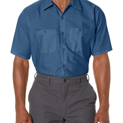 Red Kap Men's Industrial Work Shirt, Regular Fit, Short Sleeve Utility Button, Dark Blue, Medium