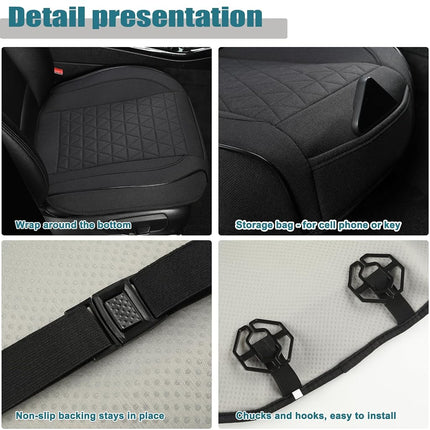West Llama Linen Front Car Seat Cover Protector Anti-Slip Bottom Seat Cover Fits 95% of Vehicles,Wrapping Around The Bottom,Triangular Pattern(Black-1Pcs)