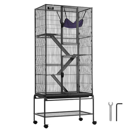 VEVOR 69" Rolling Metal Ferret Cage, Large 4-Tier Cage, Small Animal Cage with Ramps & Tray, Easy to Set up for Pet Rats, Hamster, Guinea Pig, Chinchilla, Squirrel, Hedgehogs, Bunny