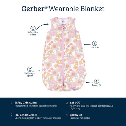 Gigoteuse unisexe pour bébé Gerber, motif rétro fleuri, 0-6 mois