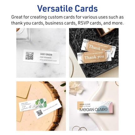Avery Printable Rectangle Mini Business Cards, Sure Feed Technology, 1" x 3", Glossy White Cardstock, Print-To-The-Edge, Laser/Inkjet Printable, 800 Total