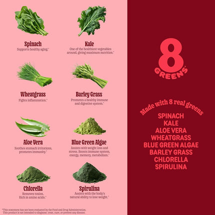 8Greens Daily Greens Gummies - Superfood Booster, Energy & Immune Support, Made with Real Greens, Greens Powder, Vitamin C, B12, Spirulina - Apple, 50 Count