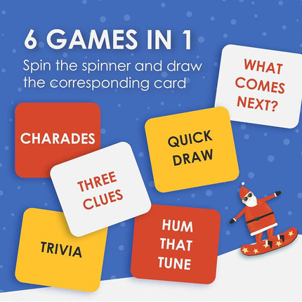 Talking Tables Christmas Family Games Night Christmas Board Game for Kids Activity for Xmas Day Secret Santa Gift Six Games Compendium Includes Charades, Trivia Drawing Shout Ages 9+