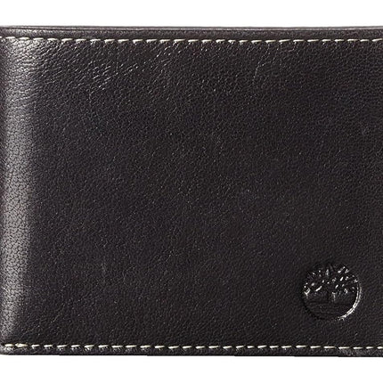 Timberland Men's Leather Passcase Wallet Trifold Wallet Hybrid, Black (Hundson), One Size