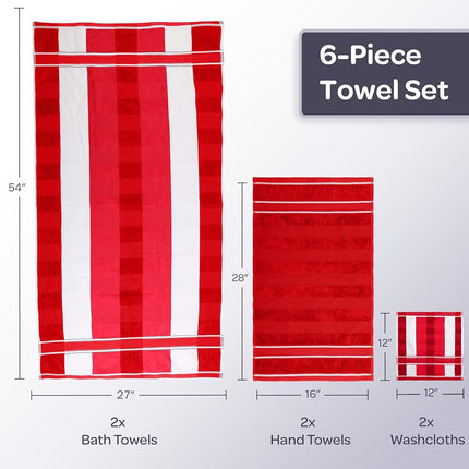 Lavish Home Red 100% Cotton Oakville Velour 6 Piece Towel Set