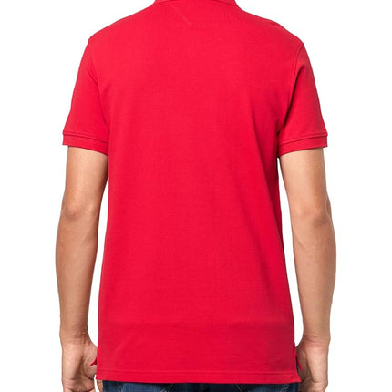 Tommy Hilfiger Men's Short Sleeve Polo Shirts in Slim Fit with Stretch and Organic Pique Cotton, Primary Red, XXL