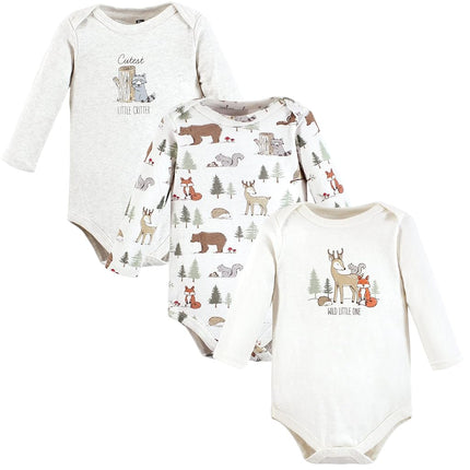 Bodies de manga larga de algodón unisex de Hudson Baby, animales del bosque, 6-9 meses