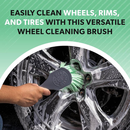 Chemical Guys Wheelie All Exterior Surface and Wheel Brush - Soft Bristles for Safe Cleaning of Wheels, Rims, Tires, and Exterior Surfaces on Cars, Trucks, Motorcycles, RVs, and More - Green