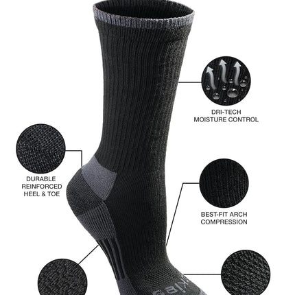 Dickies Women's Dritech Advanced Moisture Wicking Crew Sock (6/12 Packs), Black Assorted (6 Pairs), X-Large (Pack of 6)