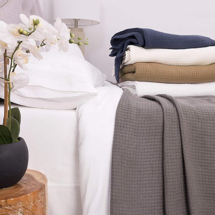 Sweet Home Collection 100% Fine Cotton Blanket Luxurious Weave Stylish Design Soft and Comfortable All Season Warmth, Full/Queen, Black