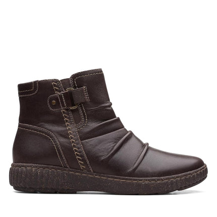 Clarks Women's Caroline Orchid Ankle Boot, Dark Brown Leather, 11 Wide
