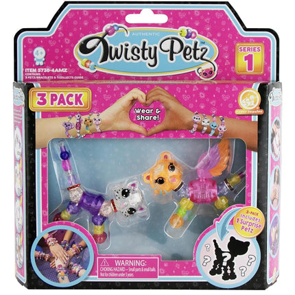 Twisty Petz 3-Pack Dot Leopard & Sorbet Flying Tiger. Includes 3 Collectible Petz: 2 You See,1 Surprise! Adorable collectible petz transform into friendship bracelets, necklace & accessories. Girls 6+