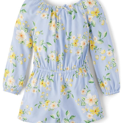 The Children's Place girls Long Sleeve Fashion Romper, Whirlwind Blue, XX-Large