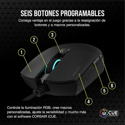 Corsair Katar Pro XT Ultra-Light Gaming Mouse- 18k DPI PixArt Optical Sensor- RGB Scroll Wheel Lighting- 6 Programmable Buttons- Lightweight Paracord Cable,Black