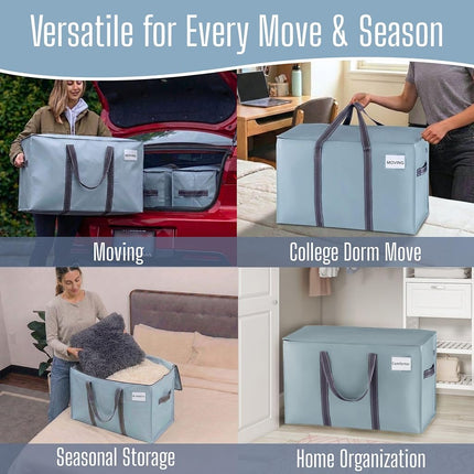 VENO 2 Pack Moving Bags, Moving Supplies, College Packing Storage Boxes with Lids Alternative, Heavy Duty Totes, Extra Large, Sturdy Handles, Zipper, for Packaging (Light Blue Matte, 2 Pack)