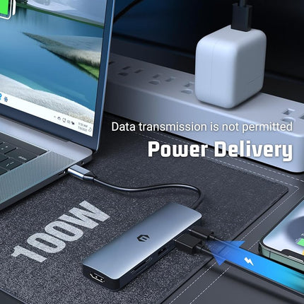 Tymyp USB C HUB, 6 in 1 USB Adapter, 4K HDMI, 100W PD, USB 3.0, Dual USB 2.0 Ports, and SD/TF Card Reader, Compatible with Mac Pro/Air, iPad Pro, iMac, and More