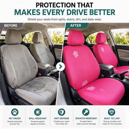 FH GROUP Car Seat Covers, Full Set, Pink
