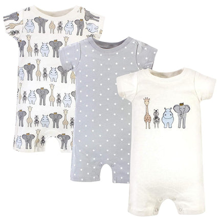 Hudson Baby Unisex Baby Cotton Rompers, Royal Safari, 0-3 Months