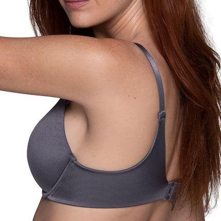 Vanity Fair Women's Full Coverage Beauty Back Smoothing Bra, 4-Way Stretch Fabric, Lightly Lined Cups Up to Dd, Opaque, Underwire-Steele, 36B