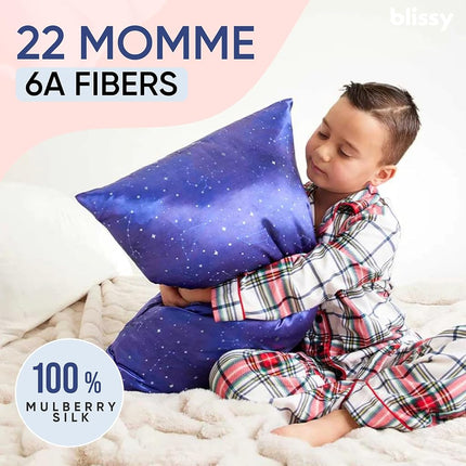 Blissy Silk Pillowcase - 100% Pure Mulberry Silk - 22 Momme 6A High-Grade Fibers - Silk Pillow Cover for Hair & Skin - Regular, Queen & King (Night Sky, Queen)