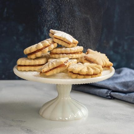 Nordic Ware Pretty Pleated Cookie Stamps Silver Cast Aluminum with Wood Handles, Grey, 3-Piece