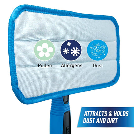 Unger Professional ProClean Indoor Window Cleaning Kit with 2’ Pole, Washing Tool with Swivel Head for Tight Corners and Edges, Streak-Free Results on Glass and Mirrors, Reusable Microfiber Pads