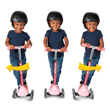 Kids Scooter, Toddler Scooter, Flyer Glider Jr. with Light Up Wheels, Pink, Radio Flyer Ride On Toys for Kids 2-5 Years Old, for Outdoor Riding