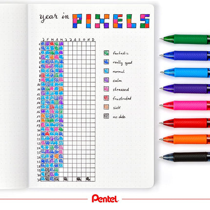 Pentel EnerGel BL107-P Gel-Ink Roller Ball Pens with Click Top, 0.35 mm - Pink (Pack of 12)