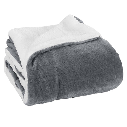Elegant Comfort Reversible, Solid Sherpa Throw Blanket, All-Season Blanket- Super Soft, Cozy and Plush- Decorative Throw, Perfect for Lounging, 50 x 60 inches, Sherpa Throw Gray