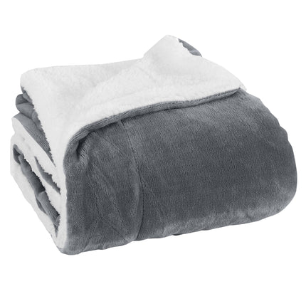 Elegant Comfort Reversible, Solid Sherpa Throw Blanket, All-Season Blanket- Super Soft, Cozy and Plush- Decorative Throw, Perfect for Lounging, 50 x 60 inches, Sherpa Throw Gray