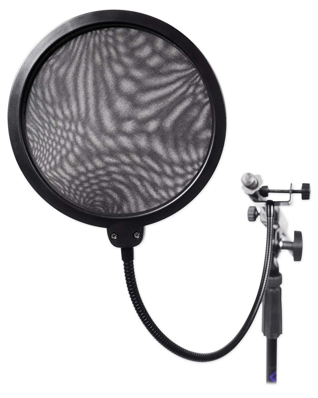Filtre anti-pop pour microphone Rockville RockPop double écran avec pince à col de cygne en métal