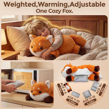 Mewaii Weighted Teddy Fox Plush, Heat & Cool, 2.3kg