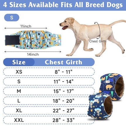 Grecle 5 Pack Dog Diapers Male, Premium Belly Bands for Male Dogs, High Absorbing Male Dog Pee Wraps for Doggie in Incontinence or Excitable Urination and Training S