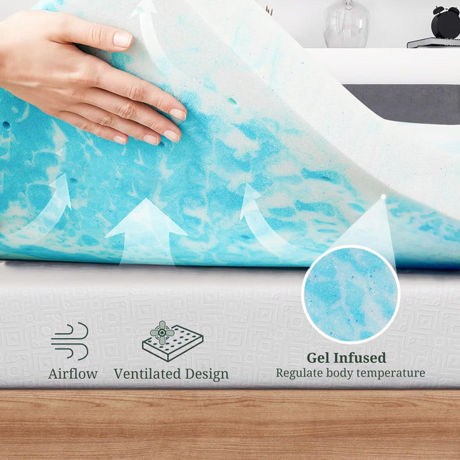 Memory Foam Mattress Topper Twin - 2 Inch Gel Infused Bed Toppers, Pressure Relief Mattress Pad for Dorm Room, CertiPUR-US Certified