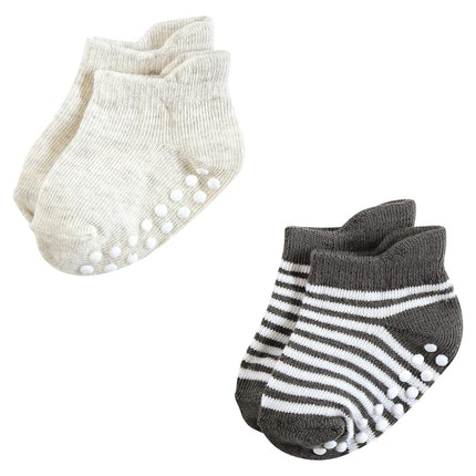 Hudson Baby Baby Girls Unisex Non-Skid No-Show Socks, Blue Tan, 4-6 Toddler, 4/6X
