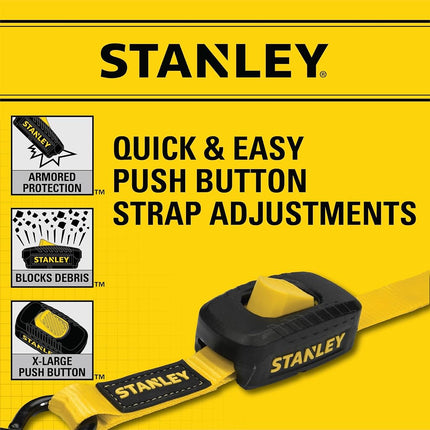 Stanley S2001 Enclosed Cambuckle Tie Down Strap – 2 Pack (1 in. x 10 ft.) 1,200 LB. Break Strength Black/Yellow