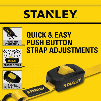 Stanley S2001 Enclosed Cambuckle Tie Down Strap – 2 Pack (1 in. x 10 ft.) 1,200 LB. Break Strength Black/Yellow
