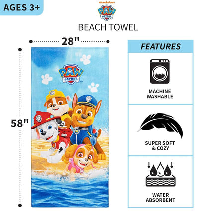 Franco AONELAS Serviette de plage super douce en coton pour enfants, 147 cm x 71 cm, Pat' Patrouille