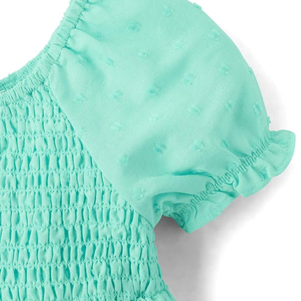 The Children's Place Baby Girls' and Toddler Short Sleeve Dressy Dresses, Mint Tea, 6-9 Months