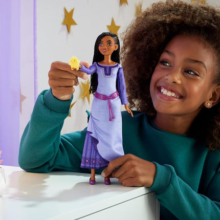 Disney Wish Singing Asha of Rosas Fashion Doll & Star Figure, Posable with Removable Outfit, Sings “This Wish” in English, HPX26