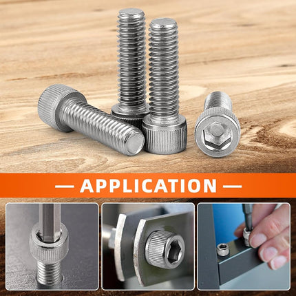 MewuDecor M6-1.0 x 50mm Socket Head Cap Screws Metric, Allen Socket Drive, Stainless Steel 18-8 (304), Full Thread, Bright Finish, Machine Thread, 10 PCS