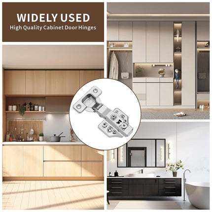 20 Pack Full Overlay Soft Close Cabinet Hinges 105° Frameless 3 Way Adjustable Soft Close Hinges for Cabinet Doors Kitchen Cabinet Door Hinges with Screws