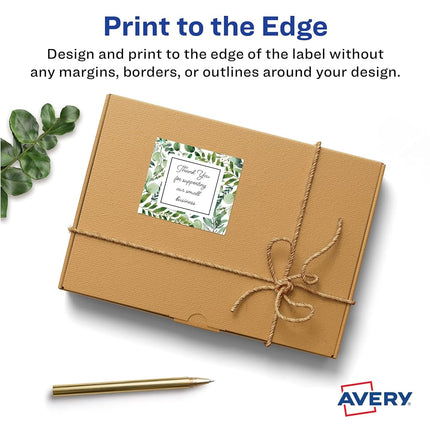 Avery Matte White Square Labels with Sure Feed, 1.5" x 1.5", 2,000 Matte White Printable Labels