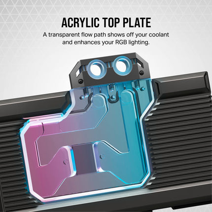 Bloque de refrigeración por agua Corsair Hydro X Series XG7 RGB 4080 Founders Edition GPU – Para NVIDIA® GeForce RTX™ 4080 FE – Cobre niquelado CNC – 50 aletas de refrigeración – Incluye placa trasera y cable adaptador ARGB – Negro