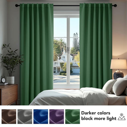 Deconovo Short Blackout Curtains for Small Windows Thermal Insulated Rod Pocket and Back Tab Curtains 42Wx45L Inch Dark Forest 2 Panels