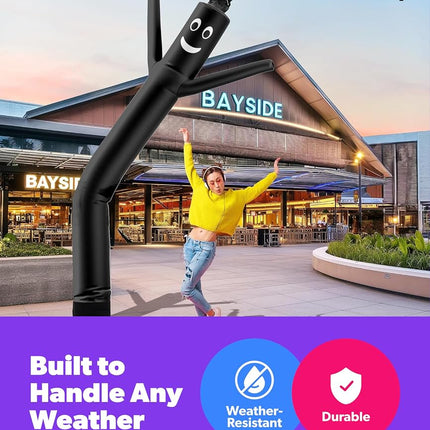 LookOurWay Air Dancers Inflatable Tube Man Attachment - 10 Feet Tall Wacky Waving Inflatable Dancing Tube Guy for Business Promotion - Blower Not Included - Black