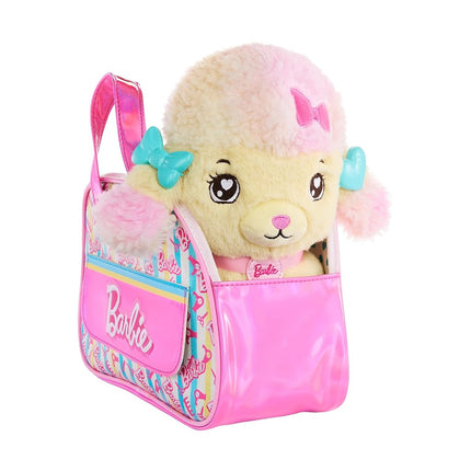 Mattel Barbie Stuffed Animals, Hairdresser Poodle with Themed Purse Playset and 6 Accessories, Plush with Lights and Sounds, Salon Pet Adventure, HPJ43