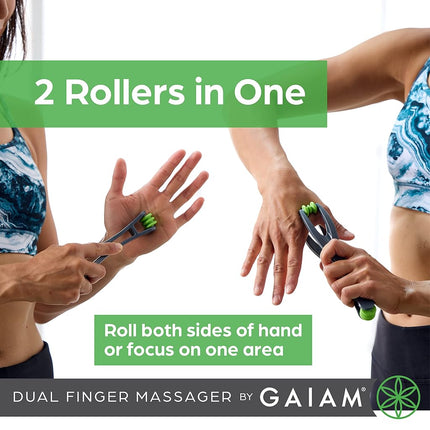 Gaiam Masajeador de dedos Rodillo de masaje de mano de doble cara para la circulación, el estrés, la artritis y el alivio del dolor de manos