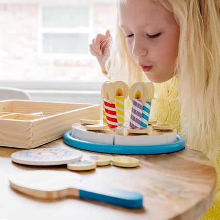 Melissa & Doug Wooden Birthday Cake | Pretend Play | Wooden Play Food Toy for Kids | 3+ | Gift for Boy or Girl