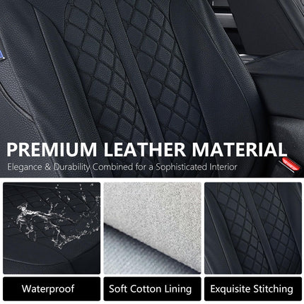 Truckiipa Seat Covers for Trucks Dodge Ram 1500 Front Leather Waterproof Automotive Seat Cover Custom Fit for 2009-2018 Dodge Ram 1500, 2010-2023 Ram 2500 3500 Crew Mega Cab, Front Pair, Black